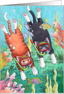 Cats Snorkeling/Scuba Diving Birthday (Bud & Tony) card