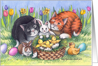 Cats Easter W/animal Friends (Bud & Tony) card
