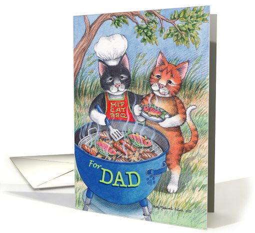 Cats & Father's Day BBQ (Bud & Tony) card (608753)