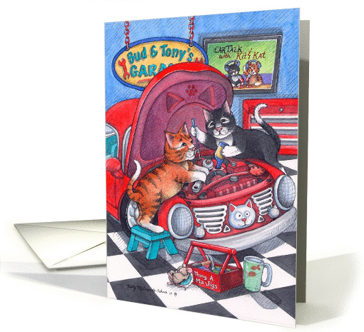 Auto Mechanic Cats Birthday (Bud & Tony) card (660873)