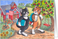 Cats & Teacher’s Aide Birthday Schoolhouse card