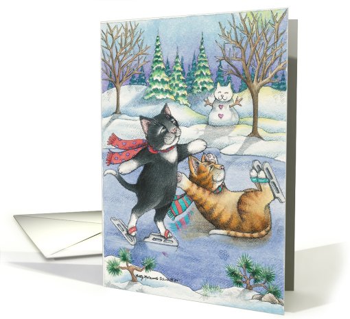 Ice Skating Cats Party Invitation (Bud & Tony) card (777811)