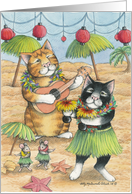 Hawaiian Cats Party Invitation (Bud & Tony) card