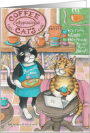 Coffee Cats Invitation (Bud & Tony) card