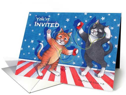 4th Of July Cats Party Invitation (Bud & Tony) card (778631)