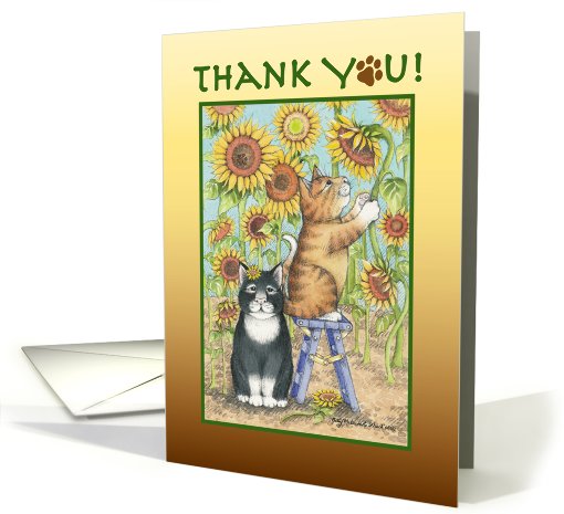 Thank You Sunflower Cats (Bud & Tony) card (781342)