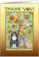 Thank You Sunflower Cats (Bud & Tony) card
