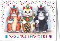 Lucky Nekko Cats Invite(Bud & Tony) card