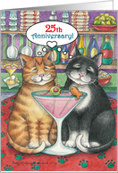 Cats Happy 25th Wedding Anniv. (Bud & Tony) card