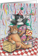 Cats 50th Birthday Invite (Bud & Tony) card