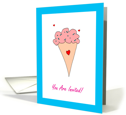 Tween Birthday Party Invitation, You Are Invited, Ice Cream Cone card