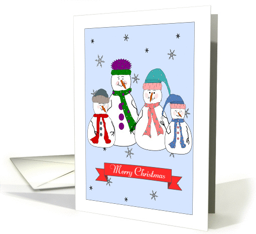 Merry Christmas, Snowman Family, Whimsical Primitive Art... (1333664)