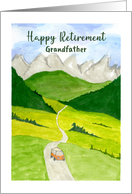 Happy Retirement Grandfather Landscape Art Watercolor Road Trip card