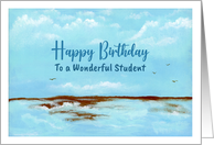 Happy Birthday Student Seascape Ocean Beach Coastal Landscape Painting card
