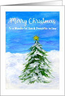 Merry Christmas Son Daughter in Law Evergreen Tree Snow Landscape card