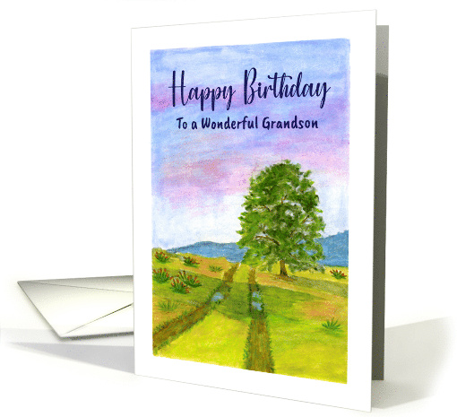 Happy Birthday Grandson Clouds Sunrise Tree Field... (1798210)