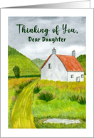 Thinking of You Daughter Country Cottage Watercolor Landscape Painting card