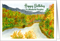 Happy Birthday Daughter Mountain Trees Autumn Fall Landscape Painting card