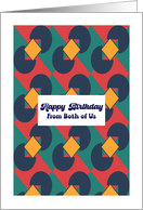 Happy Birthday Retro Couple Geometric Shapes Ovals Vintage Pattern card