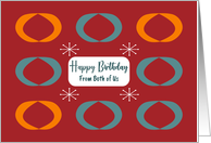Happy Birthday From Couple Retro Geometric Shapes Ovals Mid Century card