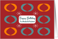 Happy Birthday Husband Retro Geometric Shapes Ovals Mid Century Modern card
