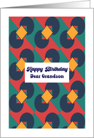 Happy Birthday Grandson Retro Geometric Shapes Diamond Vintage Pattern card