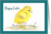 Happy Easter General Yellow Chick Bird Baby Chicken Fowl Watercolor card