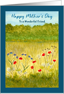 Happy Mother’s Day Friend Wildflowers Meadow Trees Landscape Art card