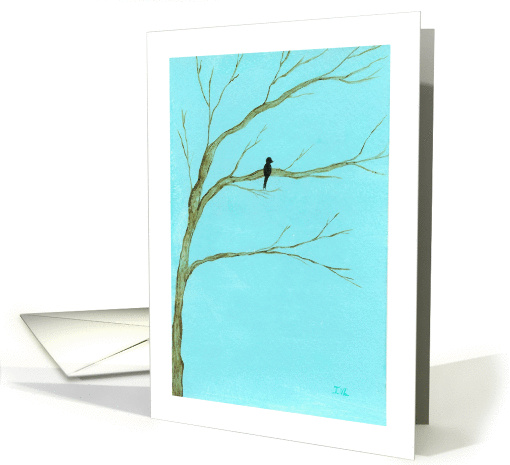 I Miss You, Black Bird in Tree, From Original Art Painting card