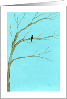 I Miss You, Black Bird in Tree, From Original Art Painting card