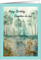 Happy Birthday Daughter In Law, Abstract Art Landscape, Trees Painting card