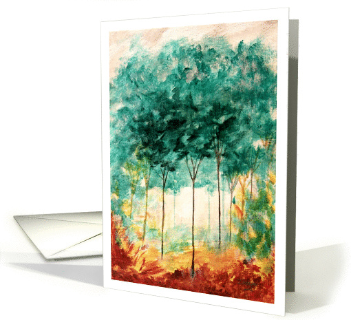 A Stroll In The Park, Abstract Landscape Art, Tall Skinny Trees card