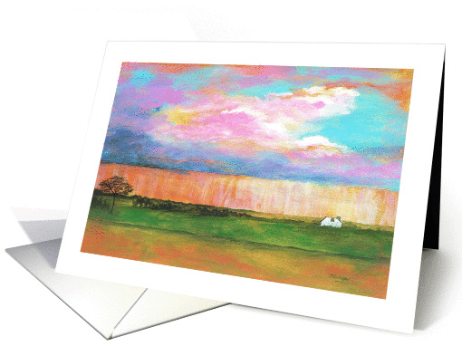 Abstract Landscape, April Showers, Farm House Waits for the Storm card