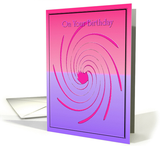Happy Birthday  Pink and Blue Swirl Design card (370529)