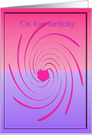 Happy Birthday Pink and Blue Swirl Design Card