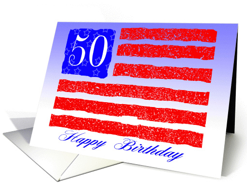 50th Birthday US Flag card (1302920)