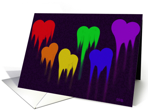 Valentine's Day Rainbow Painted Hearts card (1462760)