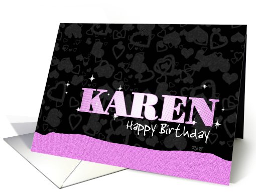 Birthday: Karen Pink Sparkle-esque card (678332)