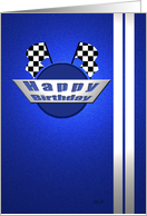 Blue Racing: Happy Birthday card