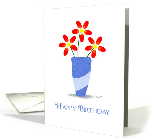 Happy Birthday : Three Red Flowers card (898660)