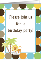 King of the Jungle Birthday Party Invitation card