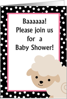 Pink Girl Farm Sheep Baby Shower Invitation card