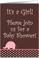 Girly Pink Elephant Polka Dot Baby Shower Invitation card