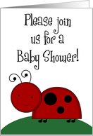Red Lady Bug Spring Insect Black and Girl Baby Shower Invitation card