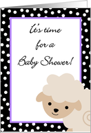Farm Animal Sheep Purple Polka Dot Girl Baby Shower Invitation card