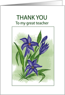 Blue Lilly.......Thank You Teacher card