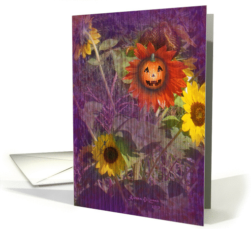 Autumn Season - Smiling Pumpkin With Sunflowers card (1154200)