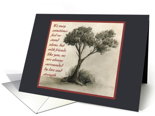 Cancer Patient or Family Thank You Friend - Tree Drawing card (700522)