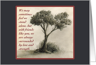 Cancer Patient or Family Thank You Friend - Tree Drawing card