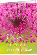 Thank you Dad & Mum , purple flower card
